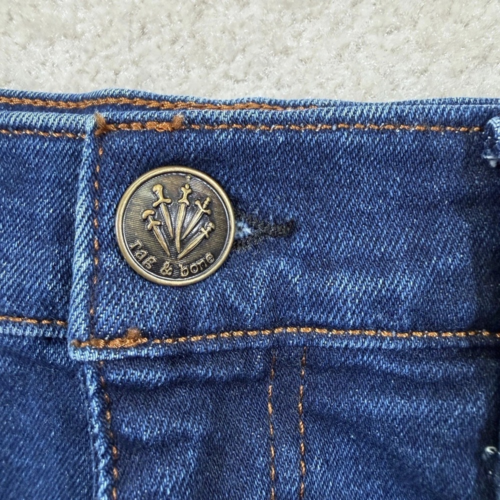 Rag & Bone Peyton Mid-Rise Bootcut Jeans Womens Size 30 Blue Raw Hem Cropped - Picture 9 of 13